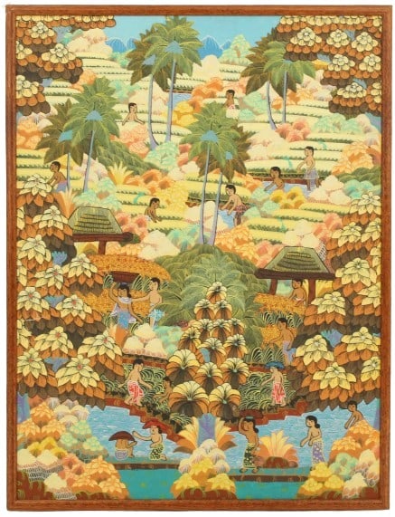 Vintage Bali Painting, Large Oil on Canvas (1 of 13)