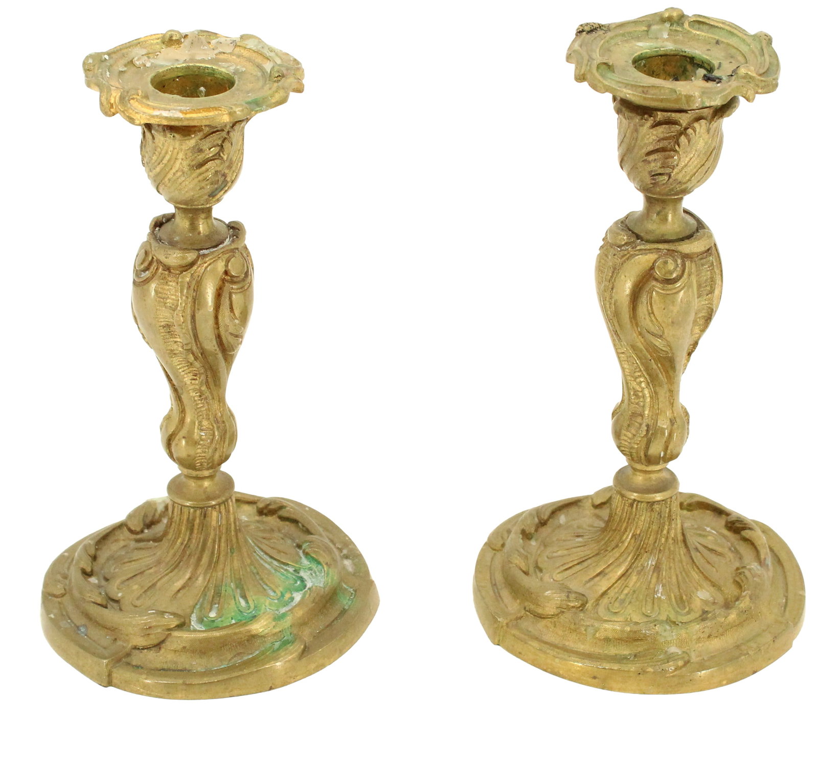 Pair of Antique French Gilt Bronze Candlesticks (1 of 12)