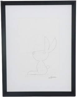 Jorge Blanco (b 1945) American,Bunny Tech Drawing: Jorge Blanco (b 1945) American, Bunny Technical Drawing. Signed in lower right. Jorge Blanco stamp on back. This is a technical drawing for the sculpture in the last lot. Blanco (American born in