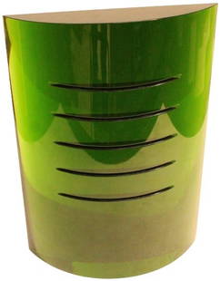 Petr Hora (b. 1949) Czech, Cast Art Glass: Petr Hora (b. 1949) Czech, Cast Art Glass. Semi-circular green cast art glass piece. Stunning color with channeled line etched into the front. Minor wear to the back and bottom. Artist Signed and