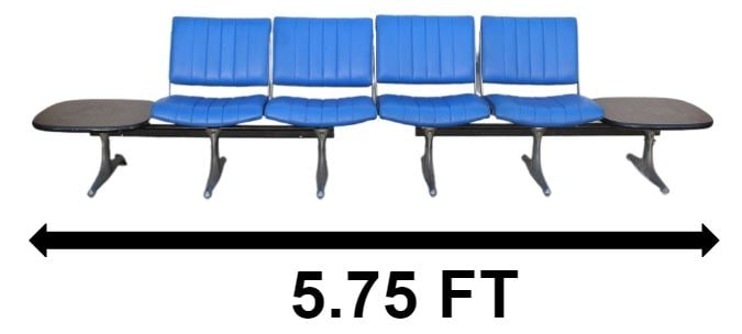 (2) Chromcraft Style 2 Seats & Table Vinyl Chairs: (2) Chromcraft Style 2 Seat & Table Vinyl Chairs. Reminiscent of Airport Benches. Vinyl is in vintage conditionSize: 69 x 28 x 32 in. #5511