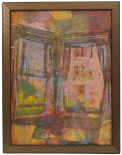 Charles Gresham (20th C) American Oil / Canvas: Charles Gresham (20th C) American Oil / Canvas.Gresham exhibited at the Esther Robles Gallery in the 1950's Other artists exhibiting were Stanton MacDonald Wright, Karel Appel, and Paul Jenkins. Signe