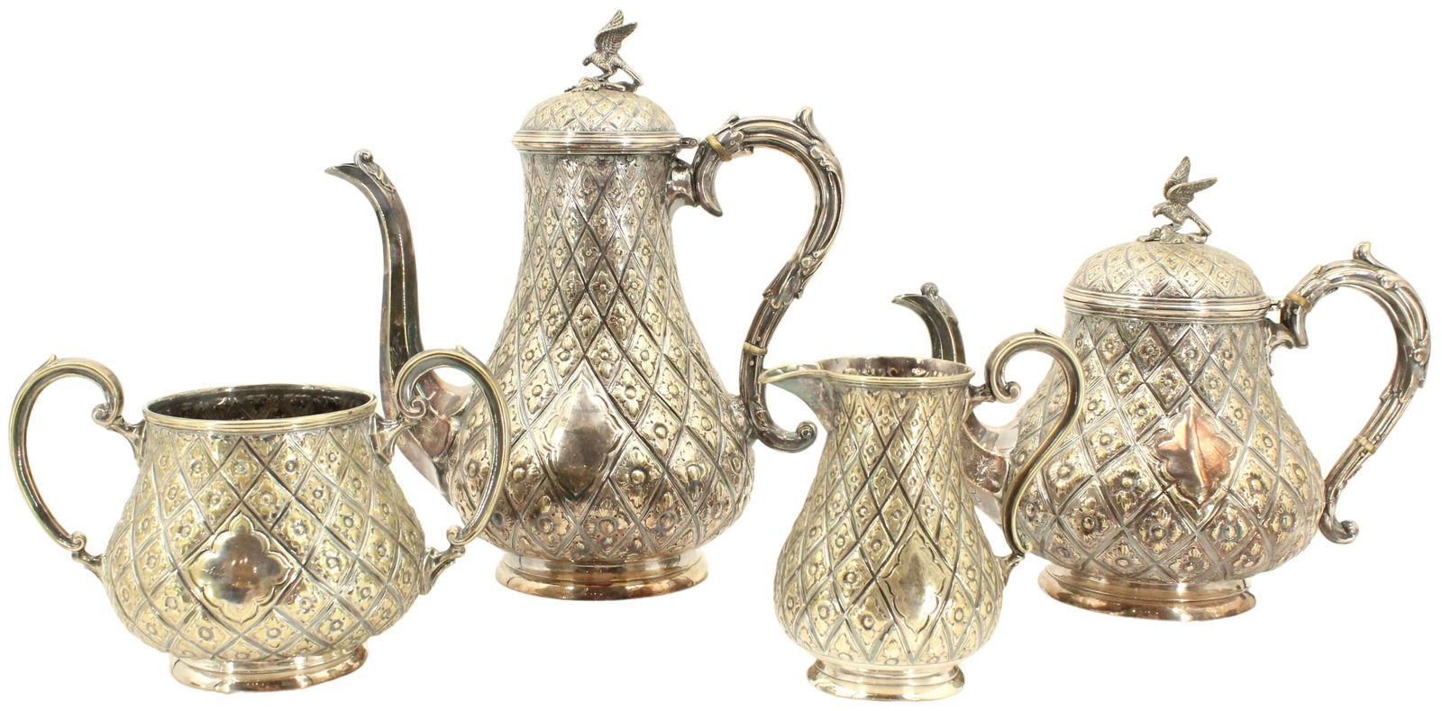 Set of 4 Silver Plated Tea set With Eagle Finial (1 of 17)