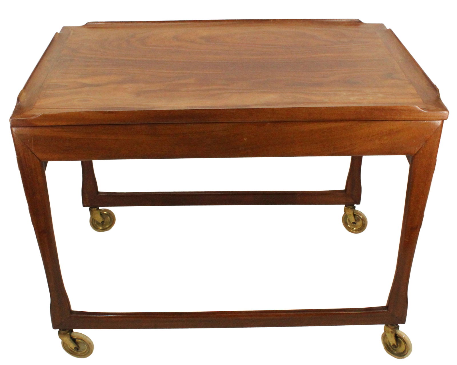 Mid Century Wooden Rolling Tea Cart W/ Sliding Top (1 of 20)