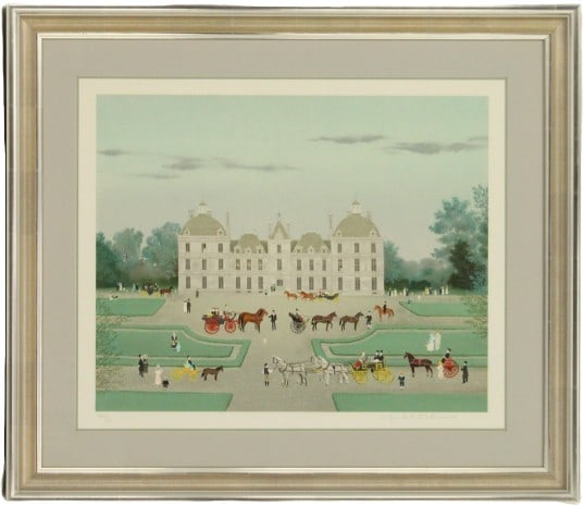Michel Delacroix (B. 1933) French, Lithograph: Michel Delacroix (B. 1933) French, Lithograph. 'Cheverny'. Signed and numbered. Overall Size: 29 7/8 x 34 1/4 in. Sight Size: 20 7/8 x 25 1/2 in. Thickness: 1 5/8 in. #1442 . Delacroix was born in Par