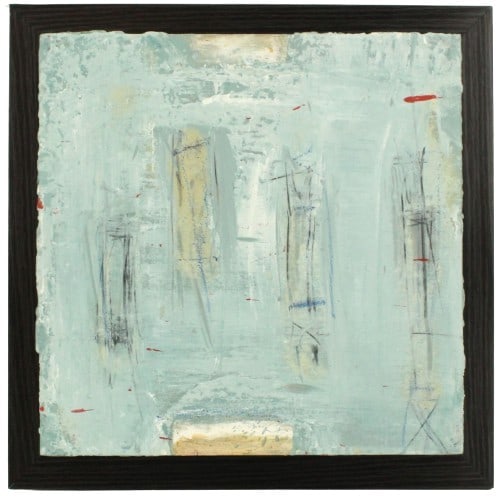 Ron Ehrlich (20th c.) USA, Mixed Media Abstract: Ron Ehrlich (20th c.) American, Mixed Media Abstract. An abstract with hues of blues and whites with dark lines giving the illusion of figures. Provenance: Private estate, Sarasota, Florida. Overall S