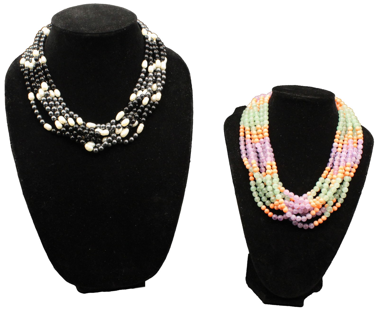 (2)Multi-Stone, Onyx, Hematite, FW Pearl Necklaces (1 of 14)