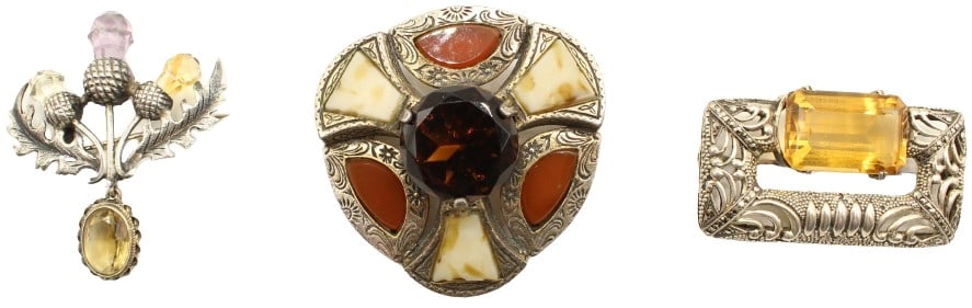 Collection of (3) Scottish Sterling Pins & Gems (1 of 20)