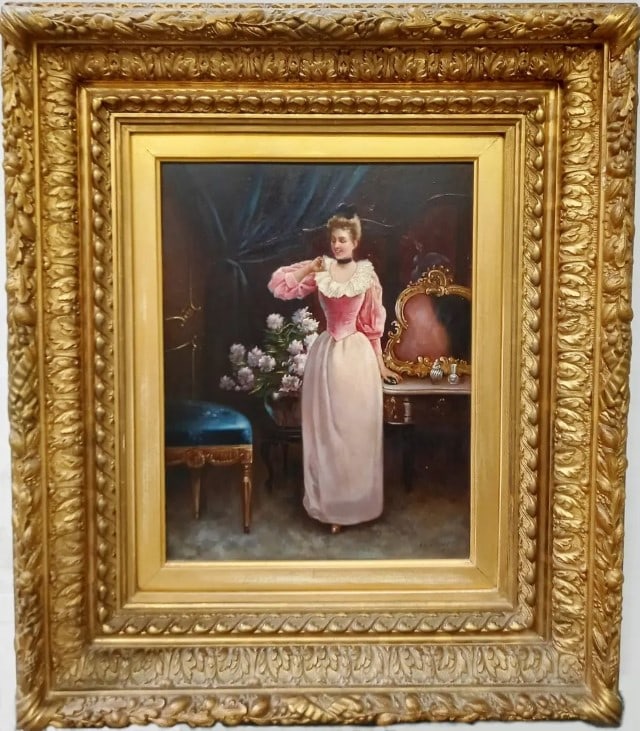 Antique Paris 19c F R Alison Salon Oil on Panel (1 of 7)