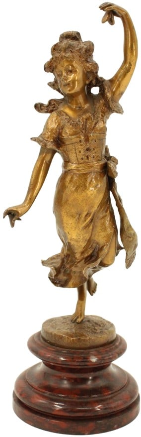 French Gilt Bronze Female Sculpture on Marble Base (1 of 20)