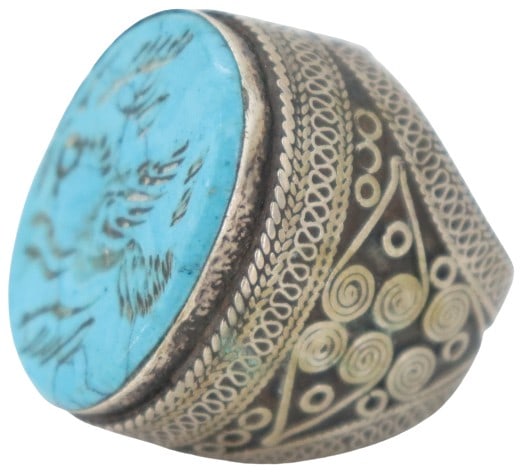 Ancient Mesopatamian Turquoise Stamp Seal Ring (1 of 12)
