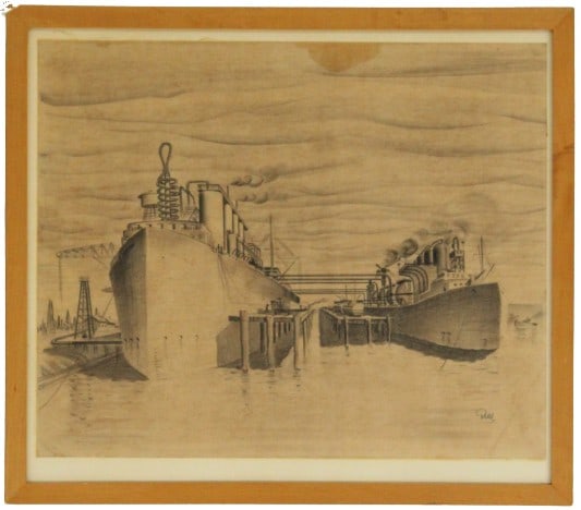 1940's Original Drawing of Oil Tankers (1 of 10)