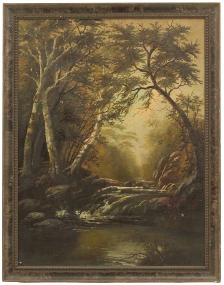 Unsigned 20th c. Oil on Canvas Dark Landscape (1 of 15)