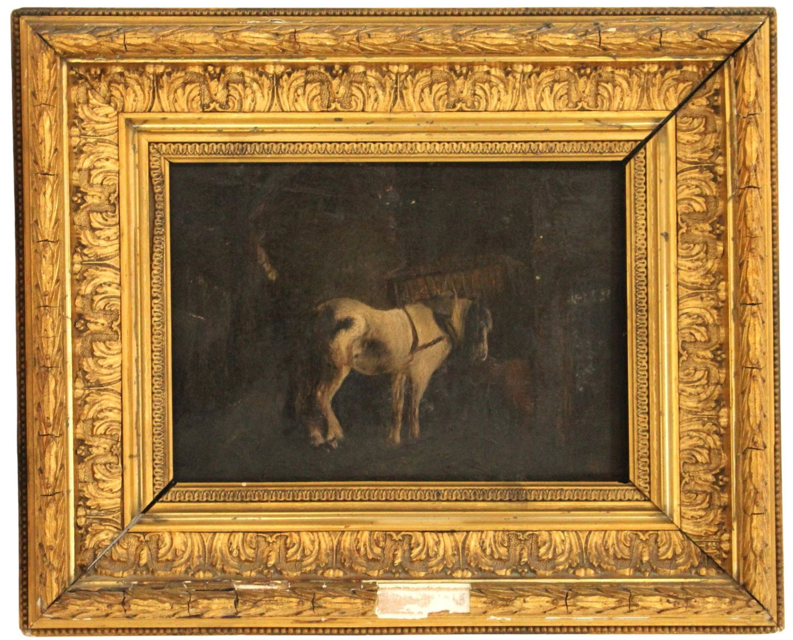 Dutch Oil on Panel Gilt Frame of a Horse (1 of 10)