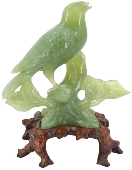 Carved Jadeite Bird On Original Rosewood Base (1 of 18)