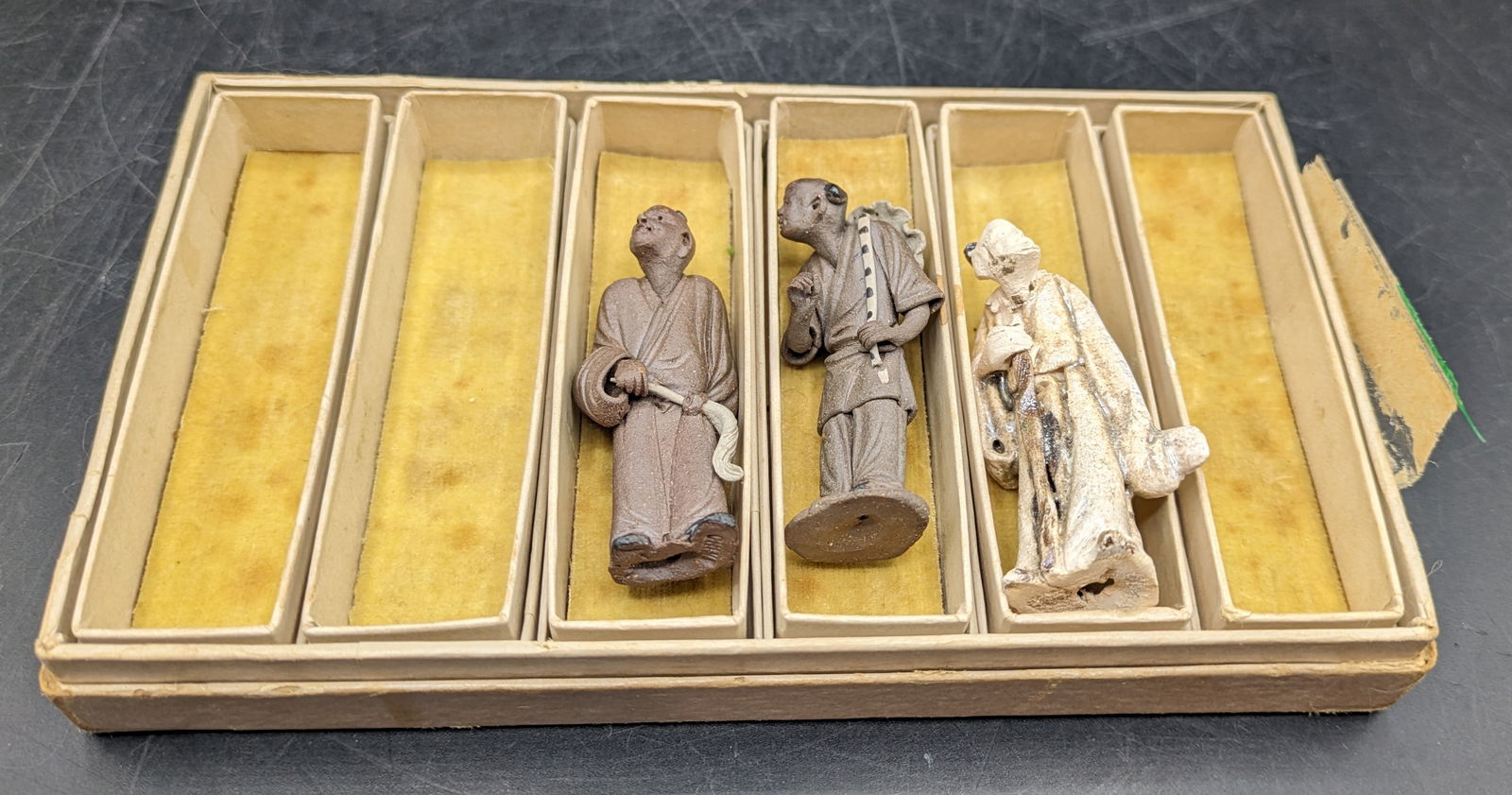 (3) Chinese Diminutive Mud Men in Box (1 of 9)