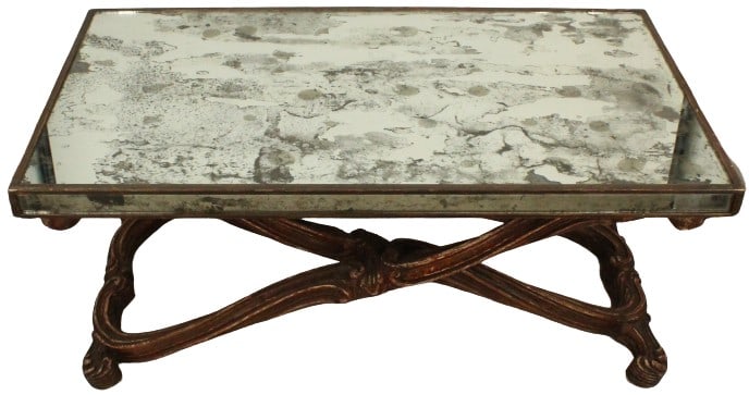 Vintage Italian Mirrored Carved Gilt Wood Table: Vintage Italian Stylish Mirrored Carved Gilt Wood Table. Early to Mid 20C.Provenance: Parc Monceau Atlanta GASize: 36 5/8 x 20 5/8 x 15 5/8 in. #1364