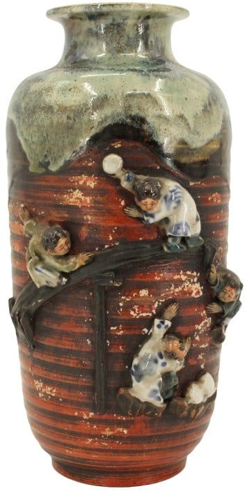 Japanese Sumida Gawa Pottery Vase (1 of 18)