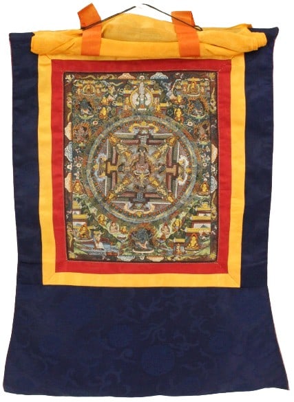 Old Mandala Thangka: Old Mandala Thangka. Size: 23 1/2 x 20 in. #1643