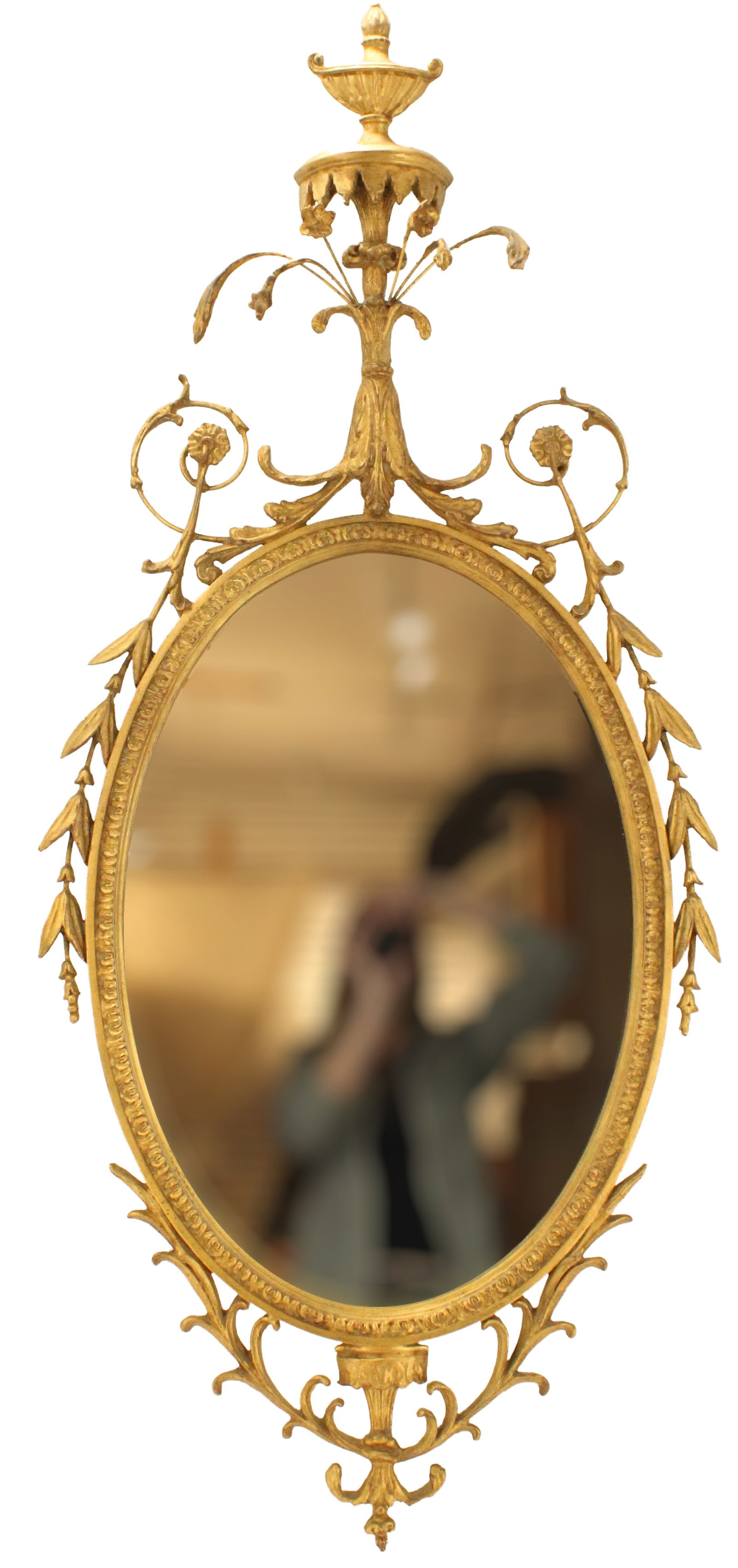 Carvers Guild ( MA) Gilt Vertical Oval Mirror (1 of 16)