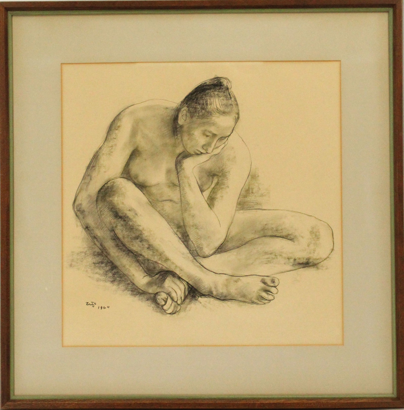 Francisco Zuniga (1912-1998) Mexican, Lithograph: Francisco Zuniga (1912-1998) Mexican, Lithograph of female nude. Signed and dated lower left, 1964. Condition: Small tear near mat. Overall Size: 28 1/2 x 28 1/2 in. Sight Size: 10 1/2 x 19 in. #1139 