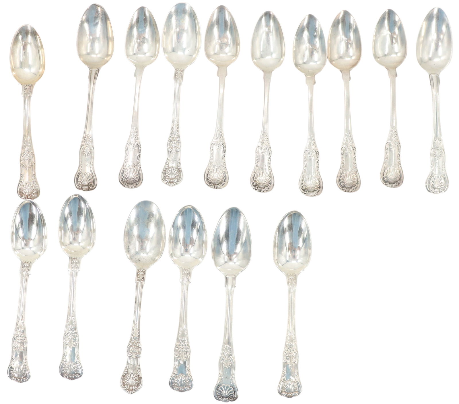 16 English Chawner & Co. Sterling Tea Spoons 15ozt (1 of 20)