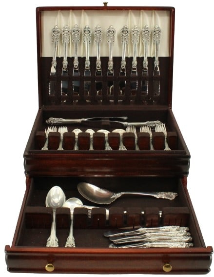 (77) Grand Baroque Wallace Sterling Set - 101.6 ozt (1 of 20)