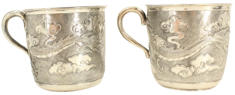 (2) Chinese Export Silver Mugs - 15.745 ozt. (1 of 18)