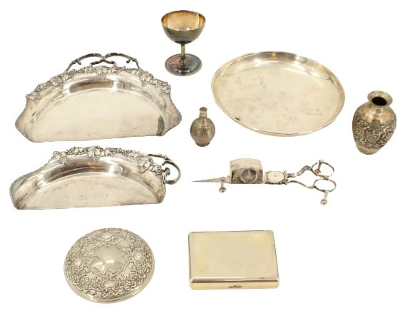 (9) Silver Plate and Pewter Pieces (1 of 19)