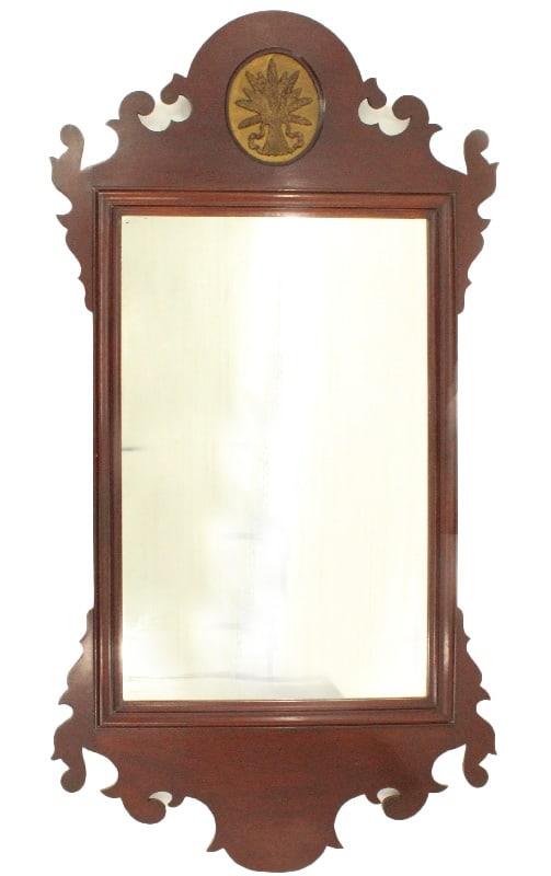 18th Century Chippendale Mirror: 18th Century Chippendale wall mirror. Frame: 38 x 19 1/4 in. Mirror: 21 x 13 in. #1726 . Thomas Chippendale was born in Yorkshire, England in 1718. The Chippendale family had long been involved with w