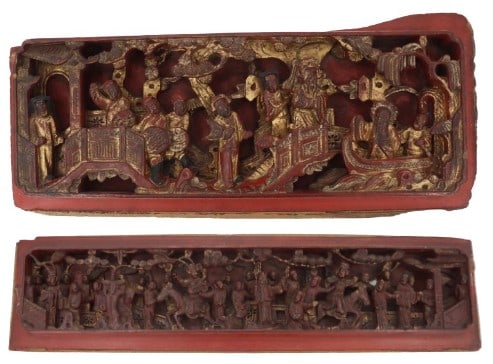 (2) Chinese Carved Gilt Lacquer Panels (1 of 20)