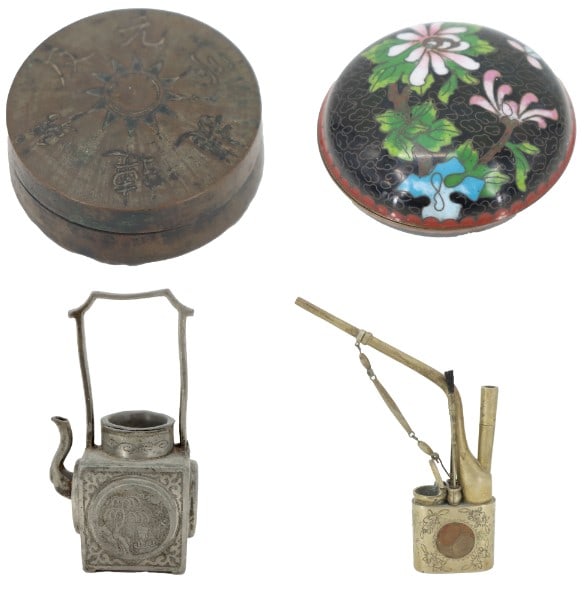 Chinese Teapot, Pipe, Cloisonne, and Covered Box (1 of 20)