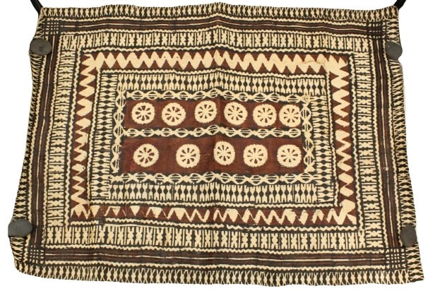 Polynesian Tapa Cloth, Fiji: Polynesian Tapa Cloth, Fiji. Size: 35 1/2 X 49 in. #1632 . Tapa cloth is a barkcloth made from the inner bark of paper and breadfruit trees in the islands of the Pacific Ocean, primarily in Tonga, Sam