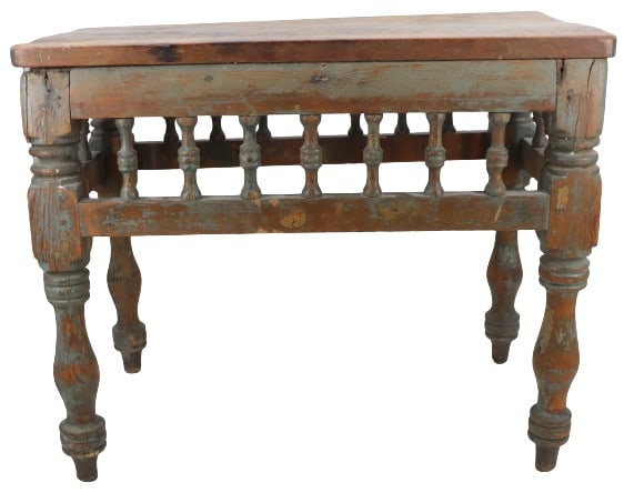 Likely Italian Antique Turned Wooden Table As Is: Likely Italian Antique Turned Wooden Table As Is. Wood Fatigue to the legs. Size: 29 x 16 x 24 in. #5592 . Woodturning is the craft of using a wood lathe with hand-held tools or machinery to cut a sha