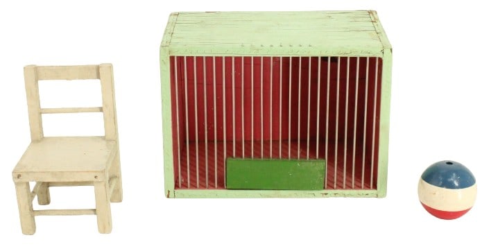 Schoenhut Circus Cage, Chair & Ball, Wood Carved (1 of 20)