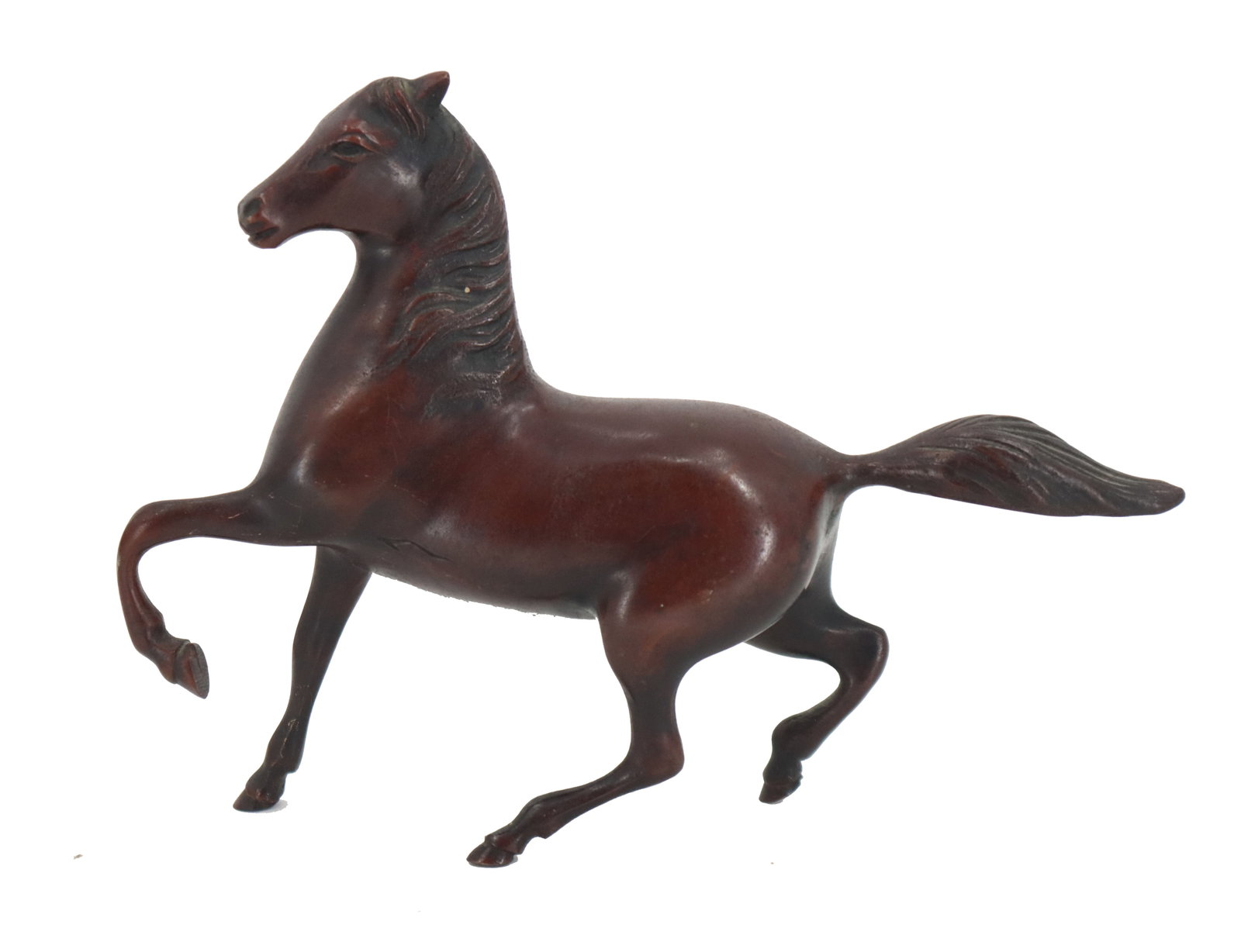 Japanese Bronze Horse Sculpture: Japanese Bronze Horse Sculpture. Size: 8 X 6 X 2 in. #5346 . Bronze and iron were introduced to Japan from Korea at almost the same time, the beginning of the Yayoi Period (300 BC - 250 AD). Bronze an