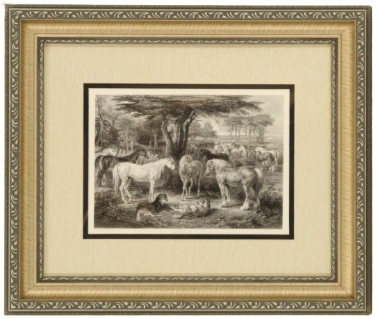 James Ward (1769-1859) English, Engraving: James Ward (1769-1859) English, Antique Engraving. Titled "The Council of Horses." Signed in the plate, dated 1862.On Wove Paper. T.A. Prior, Engraver. Comes with COA. Depicts a herd of horses, most i