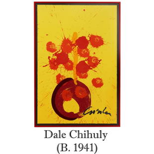 Dale Chihuly (b. 1941) Hot Poppies Limited Edition Serigraph: Dale Chihuly (American, b. 1941) limited edition Serigraph with embellishment, Hot Poppies. Signed lower right. Numbered 3/125 in pencil, lower right.Overall Size: 39 1/2 x 27 1/4 in. Sight Size: 37 x