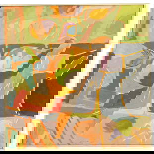 Darrell Crisp (20th Century) American, Oil on Canvas: Darrell Crisp (20th Century) American, Oil on Canvas. Signed "EDC" and dated 1986 bottom center. Depicts bright abstract shapes. Overall size: 24 3/4 X 24 3/4 in. Sight size: 24 X 24 in. #1490 .