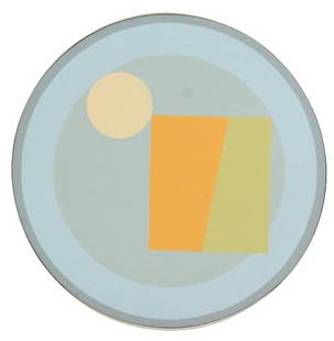 Darrell Crisp (20th Century) American, Canvas on Metal: Darrell Crisp (20th Century) American, Painted Canvas on Metal. Signed "EDC" on back. Size: 16 1/4 in round. # 1498 . Edward Darrell Crisp was a California painter, sculptor and illustrator. He