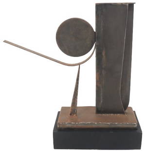 Darrell Crisp (20th Century) American, Sculpture: Darrell Crisp (20th Century) American, Sculpture. Signed "DC" on base. Abstract sculpture in wrought iron. Size: 22 X 7 1/2 X 23 1/2 in. #5421 . Edward Darrell Crisp was a California painter,