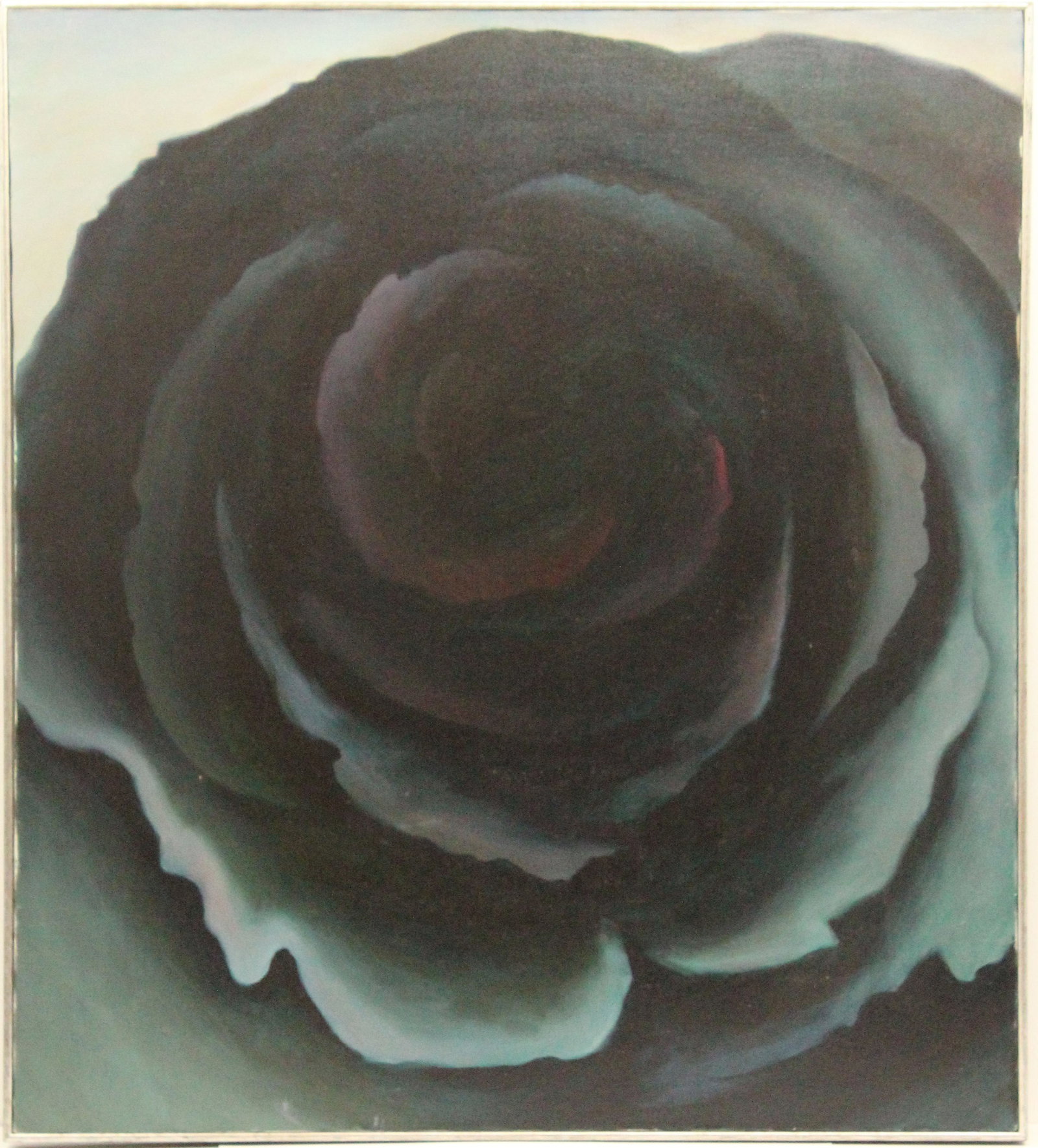 Boyd Gavin (20th/21st Century) American, Oil on Canvas: Boyd Gavin (20th/21st Century) American, Oil on Canvas. Signed on back. Inscribed with date '76 and title "Ornamental Cabbage" on back frame. Depicts a darkly hued cabbage, surrounded by leaves. Overa