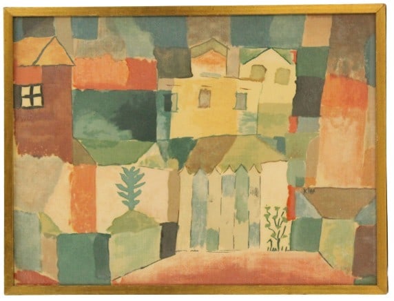 Paul Klee (1879-1940) Swiss, Lithograph: Paul Klee (1879-1940) Swiss, Lithograph. Titled "Houses on the Sea." Signed middle right. Inscribed "Starboard, Front, Left" on the back. Depicts numerous homes in multiple colors. Overall size: 15 X 