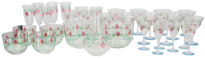 (33) Orrefors Crystal Hand Painted Glasses