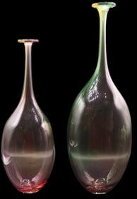 (2) Kosta Boda Signed Art Glass Vases