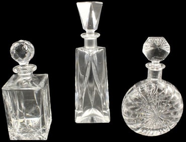 (3) Crystal Decanters & Stoppers