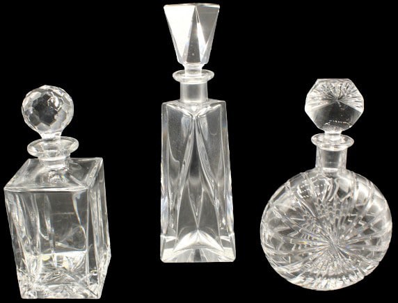 (3) Crystal Decanters & Stoppers (1 of 20)