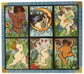 Pat Custer Denison (B 1948) American, Painting On Tile