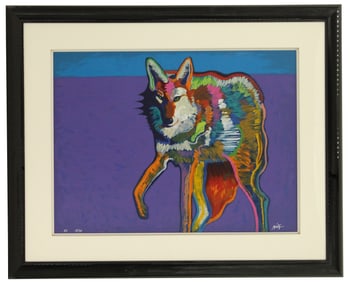 John Nieto (1936-2018) American, Vibrant Coyote Serigraph