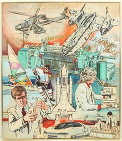 Aerospace Watercolor Collage Poster
